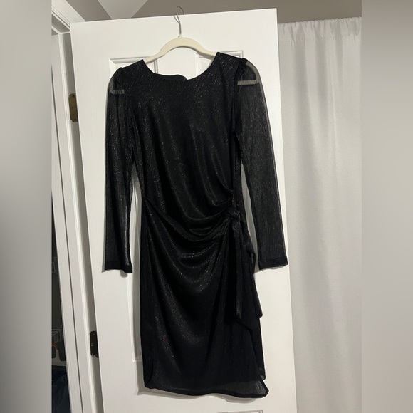 TOMMY HILFIGER Womens Black Belted Heather, The Knee Cocktail Sheath Dress 8 - Picture 5 of 7